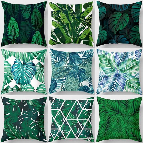 

cushion/decorative pillow 1pcs tropical green plants pattern decorative cushions pillowcase polyester cushion cover throw sofa decoration 40