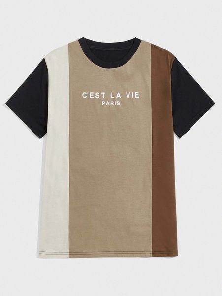 

romwe guys letter colorblock tee 08sx#, White;black