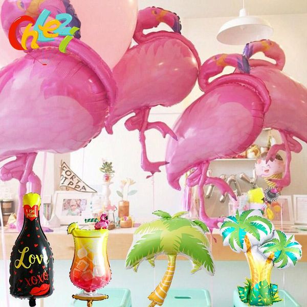 

party decoration 1pcs flamingo foil balloons hawaiian tropical luau supplies baby shower summer fruits birthday