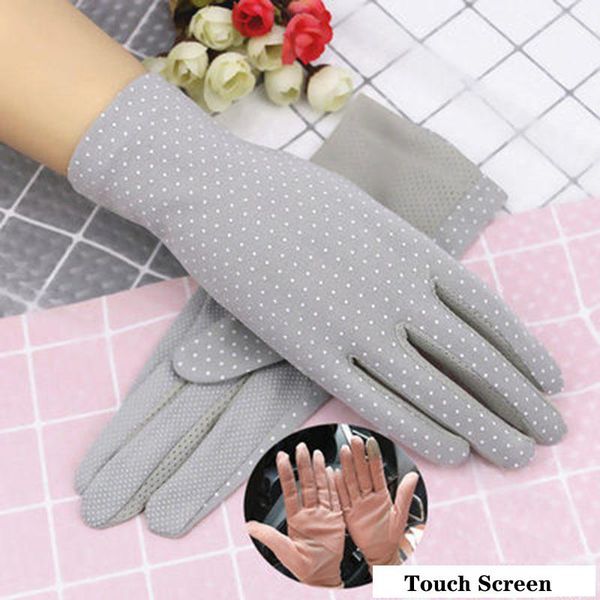

five fingers gloves spring autumn driving sunscreen ladies touch screen thin summer elastic sunshade cycling cotton short 12, Blue;gray