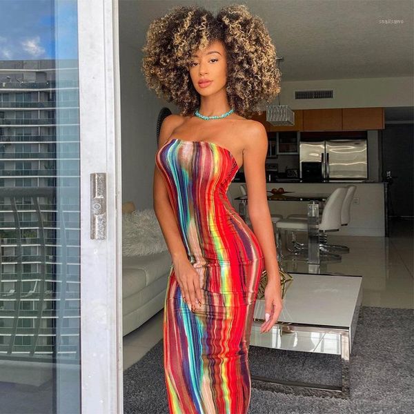 

skinny strapless maxi dresses for women casual street sleeveless birthday tie dye tube clubwear party dress summer clothes, Black;gray