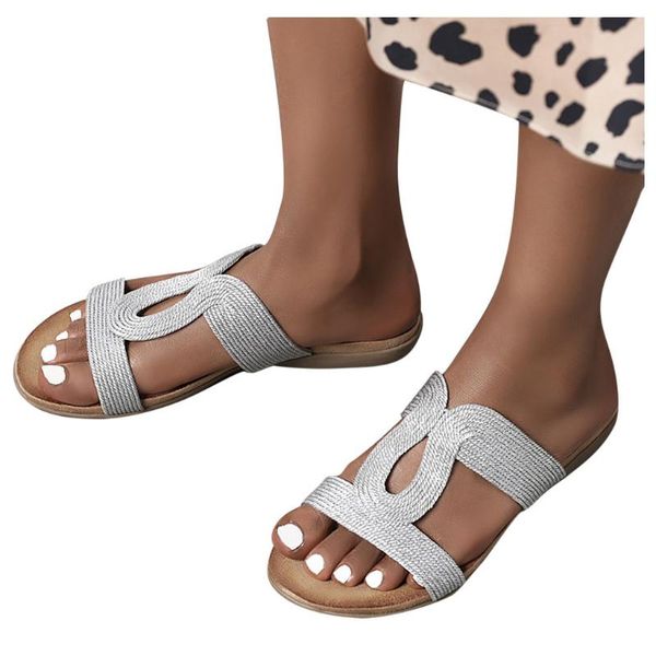 

slippers women open toe fashion leisure beach walk flat student shoes ladies summer casual big size, Black