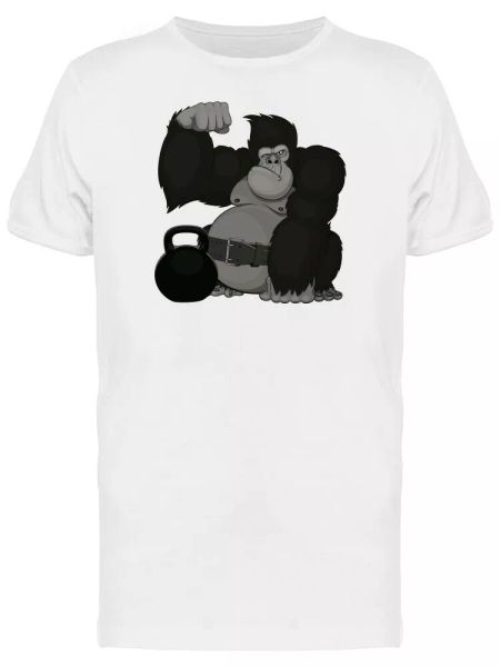 

Cartoon Gorilla With Kettlebell Tee Men's -Image by Shutterstock, White;black