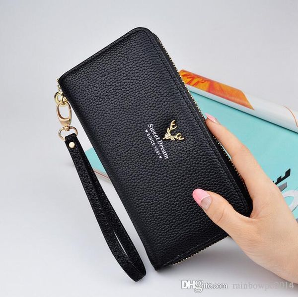

factory wholesale women handbag leather wallet korean large capacity womens fashion embossed leathers long purse candy color hand wallets, Red;black