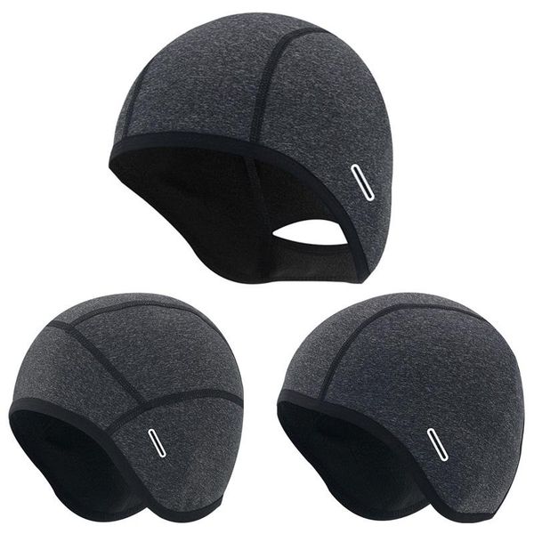 

cycling caps & masks cap windproof thermal ski men women fleece hats waterproof running hiking camping motocycle helmet lining headwear, Black
