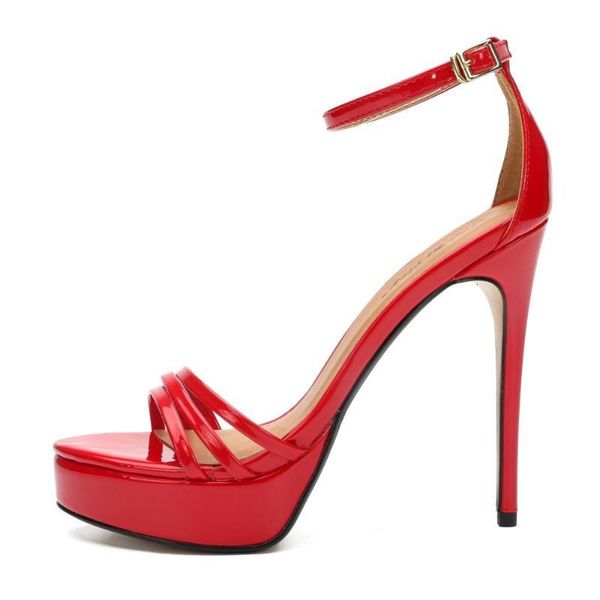 

sandals plus size 48 summer for women high heels platform designer luxury ankle straps party wedding shoes qvvf, Black