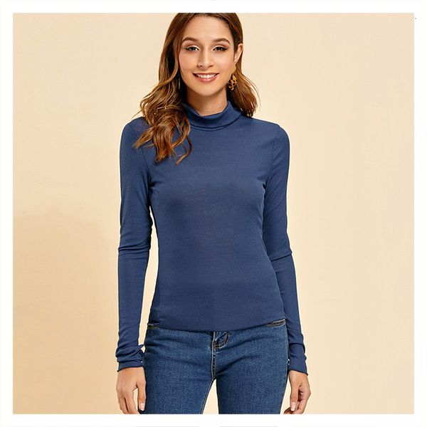 

t shirts turtleneck slim-fit women's t-shirt 2021 fashion style, White
