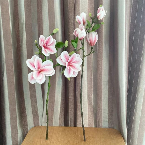 

luxurious large magnolia branch real touch artificial flowers for christmas wedding decoration flores artificiales decorative & wreaths