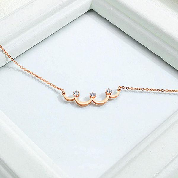 

pendant necklaces stainless steel women pendants chain rose gold zircon for girlfriend wife lovers jewelry creativity gift wholesale, Silver