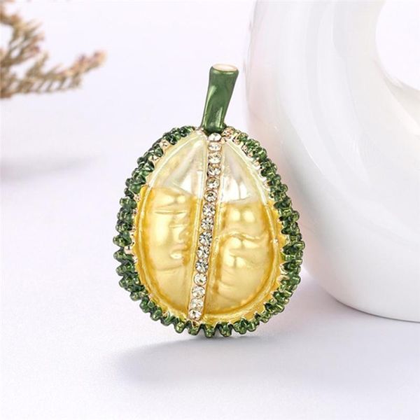 

pins, brooches imixlot creative vivid enamel durian brooch fashion rhinestone fruit lapel pins women men casual banquet clothes badge jewelr, Gray