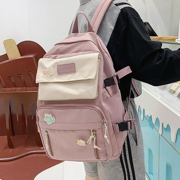

fashion women backpack waterproof teenager girl school bag kawaii mochilas for college bookbag nylon travel black rucksack cute