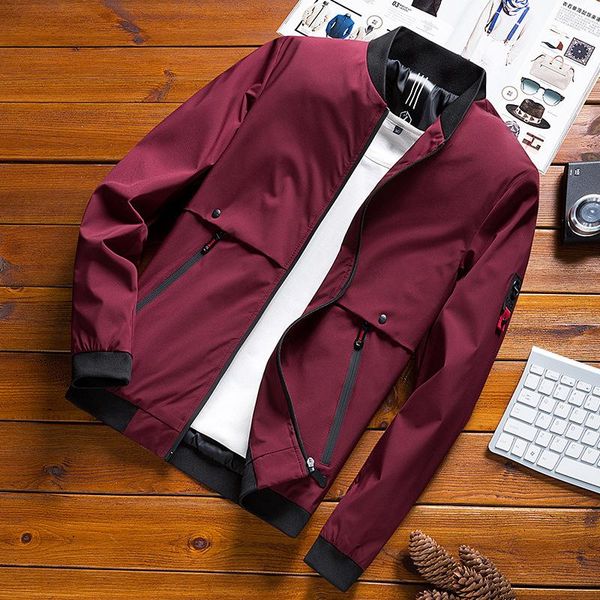 

men's jackets spring style men youth casual slim fit breathable stand collar solid color coat jacket, Black;brown