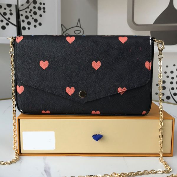 

chain handbag long wallet small clutch hand bags genuine leather classic letter print crossbody shoulder bag detchable pocket purse