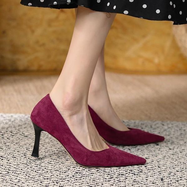 

dress shoes french pointed high heels women's temperament in spring 2021 middle are versatile and shallow mouth, Black