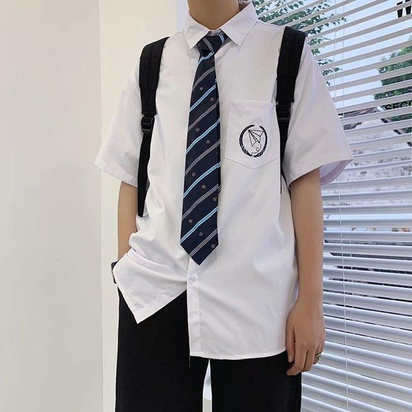

men's casual shirts all-match loose five-point sleeve shirt jacket short-sleeved inner korean style trend literary youth, White;black