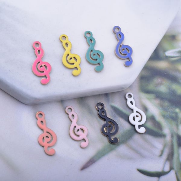 

30pcs 16*6mm copper both side enamelled musical note charms, Bronze;silver