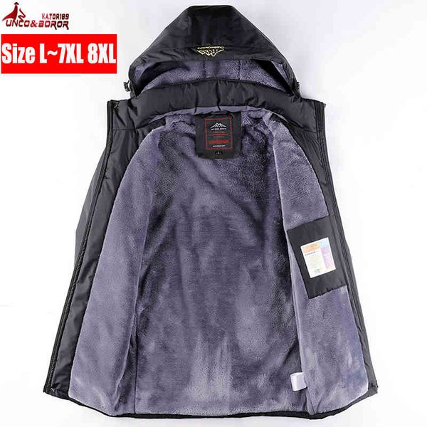 

plus size 7xl 8xl winter parka coats men windproof thick warm waterproof ets male military hooded snow coat men's clothing, Black;brown