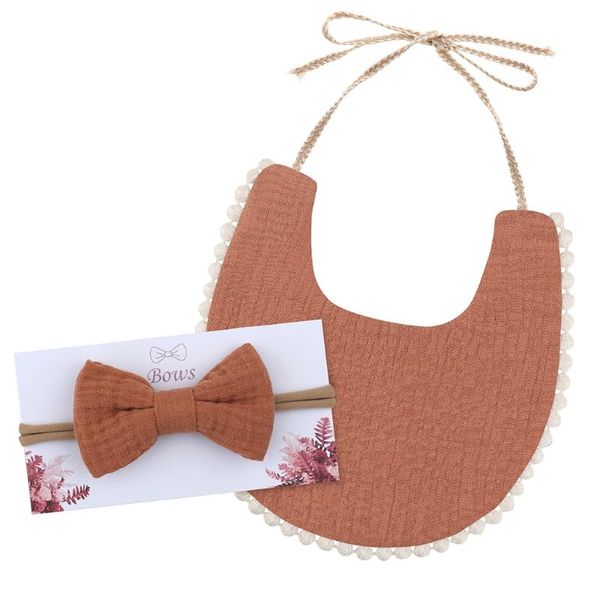 

hair accessories infant skin-friendly saliva towel toddler feeding bibs with cute bowknot hairband supplies kit, Slivery;white