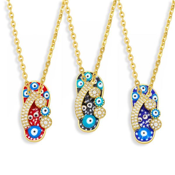 

pendant necklaces flip-flops necklace for women clavicle chain slippers with cubic zircon fashion wedding jewelry accessories, Silver