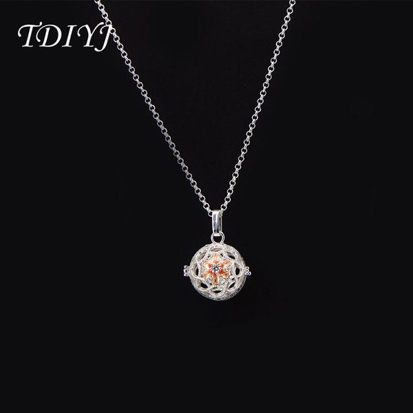 

pendant necklaces tdiyj baby angel cage necklace 18mm chime sounds ball harmonious pregnancy locket pendants women jewelry gifts 1set, Silver