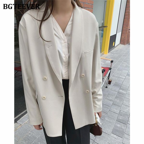

blazers elegant double breasted women suit jackets full sleeve loose female solid blazer jacket autumn winter 9dca, White;black