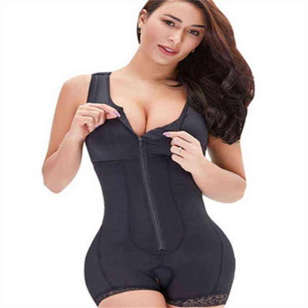 

body shaper women slimming shapewear sheath open crotch overbust corset waist trainer gaine full bodyshaper 211112, Black;white