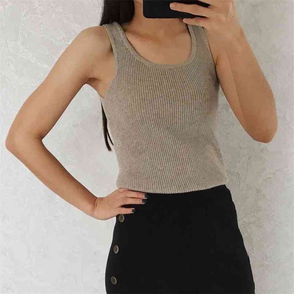 

casual women vest and solid color knit sweater 210430, White