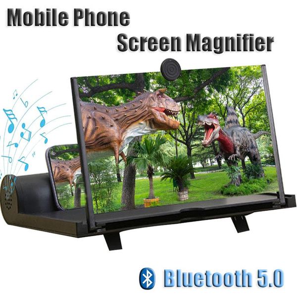 

portable speakers bluetooth speaker hi-fi music player 12 inch 3d mobile phone screen magnifier with micorphone support u disk play