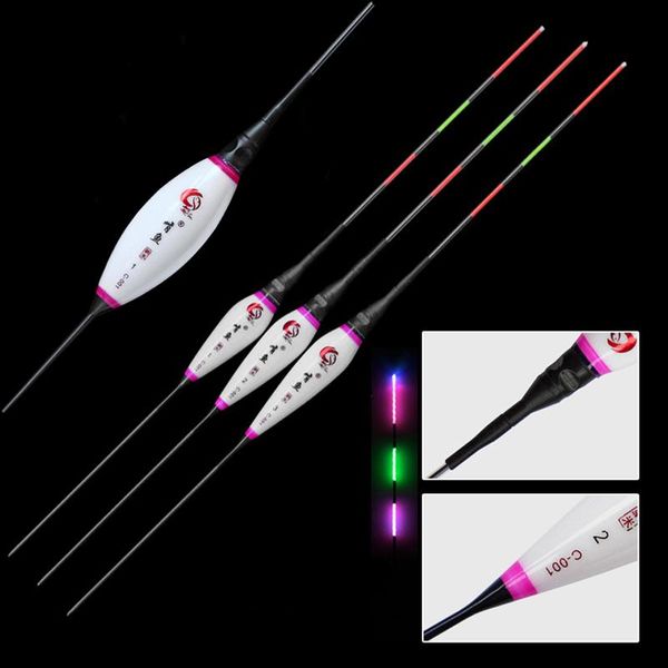 

fishing accessories 3pcs/lot light float bobber led vertical buoy compiste nano material luminous floats for equipment