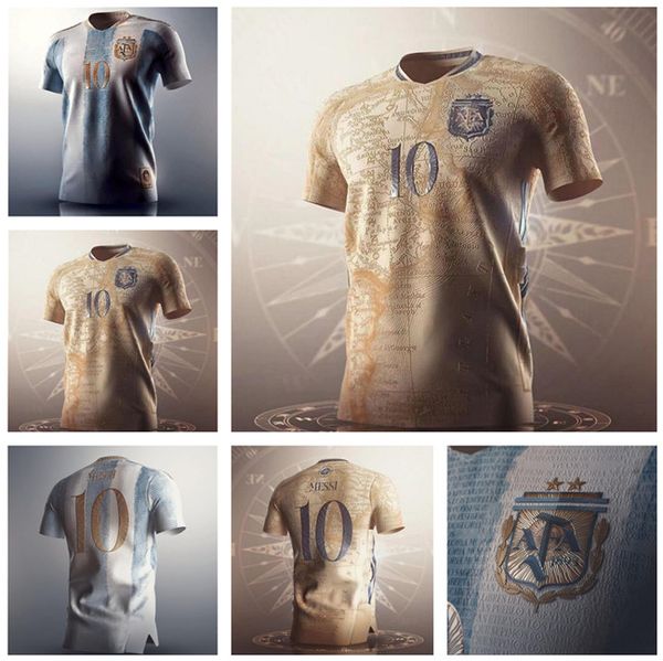 

2021 argentina concept soccer jersey maradona special badge golden elements messi fans version football shirt, Black;yellow