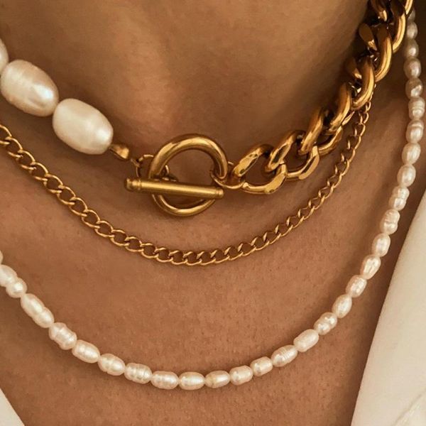 

pendant necklaces women fashion retro gold color necklace white pearl splicing layered female male y2k jewelry trend neck decoration, Silver
