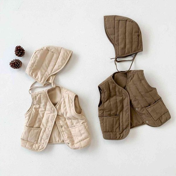

korean style winter newborn baby cotton padded vest hooded warm sleeveless coats infants clothes toddlers kids waistcoats, Camo