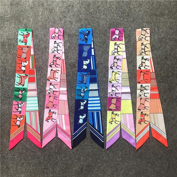 

fashion ribbon bag scarf horse print decoration scarf printed trendy headband women ribbon bags handle bow wrapping
