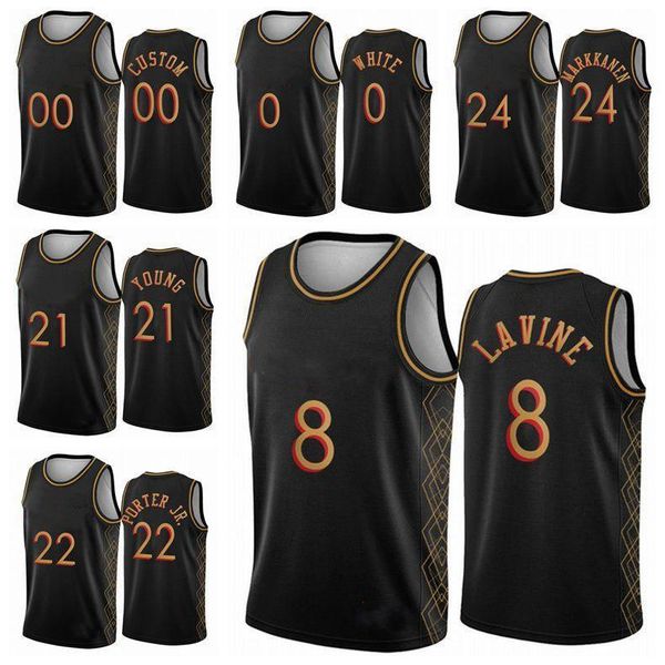 

2021 men basketball jersey chicago kids lauri markkanen zach lavine coby white swingman cityyouth black edition s-2xl, Black;red