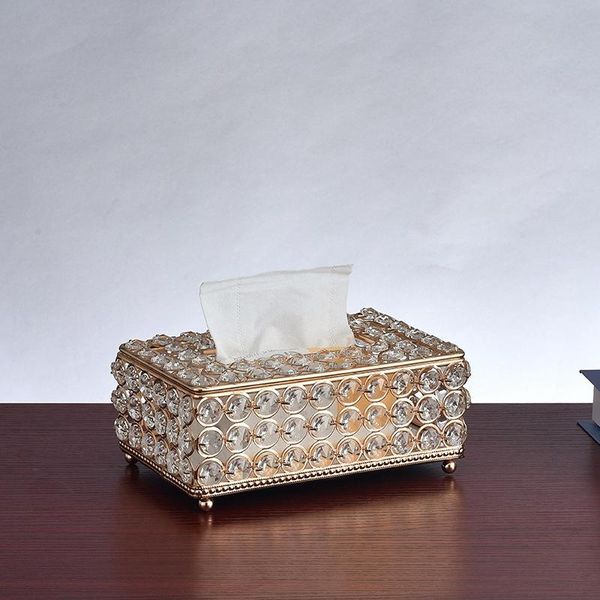 

european style square crystal tissue box tea table drawer case holder living room home bar ktv decoration boxes & napkins