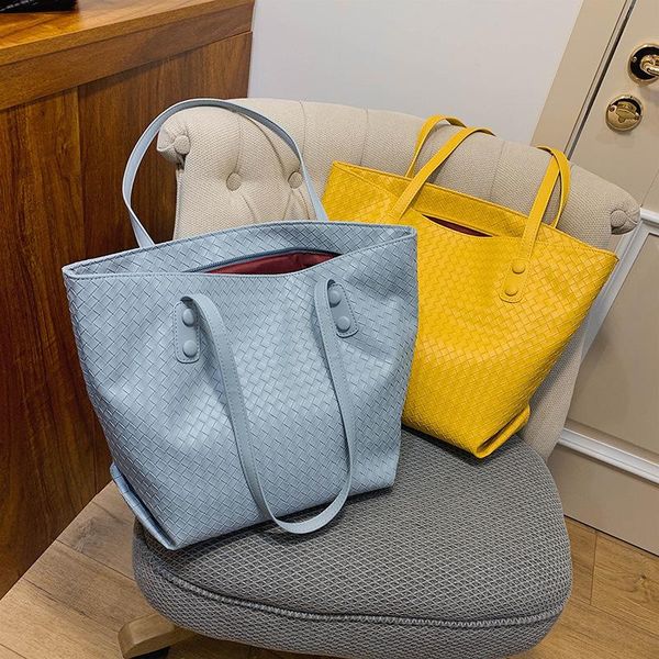 

cross body korean fashion large-capacity bag female 2021 summer woven one-shoulder shopping portable candy color student commuting