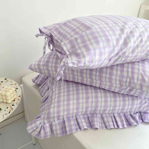 Federa per cuscino in cotone 100% scozzese viola, pezzo singolo, decorazione della stanza, design originale, biancheria da letto per la casa, per decorare la fodera per cuscino da giardino