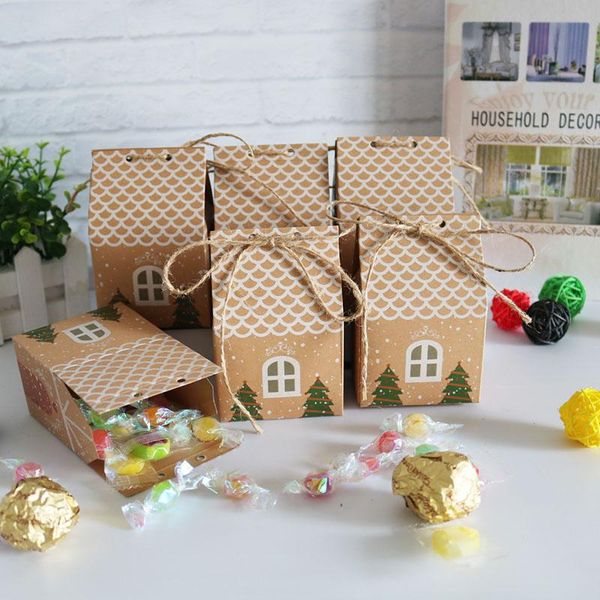 

gift wrap christmas house style box kraft paper candy bag cookies party supplies