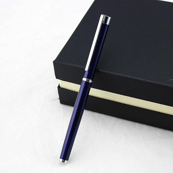 

luxury blue black red fountain pens brand metal silver fine hooded nib 0.38mm writing ink pen for school office