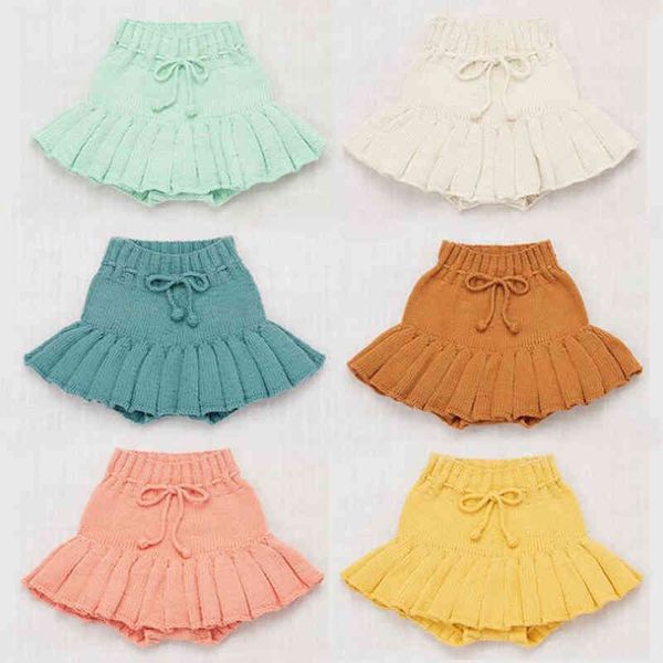 

summer kids baby girl dresses for s pleated skirt pure color pantskirt knit 1-7yrs 210429, Red;yellow