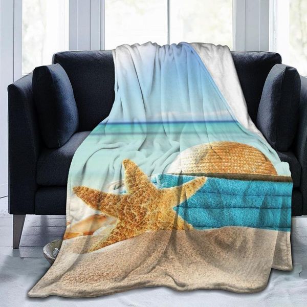 

blankets starfish blanket home things printed air conditioner plush throw fuzzy soft flannel0