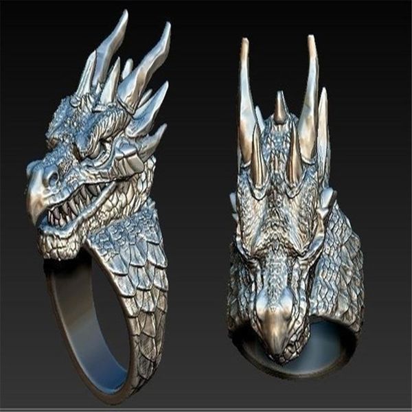 

cluster rings ring silver ferocious dragon head exquisite men and women creative punk wind, Golden;silver