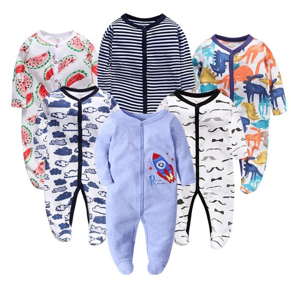 

footies 2021 spring baby boy roupa de bebes born jumpsuit long sleeve cotton pajamas 0-12 months rompers clothes, Blue