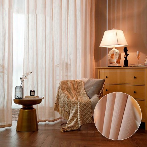 

curtain & drapes light luxury champagne pinstripe semi shading gauze bedroom sheer voile curtains solid window screens tulle for living room