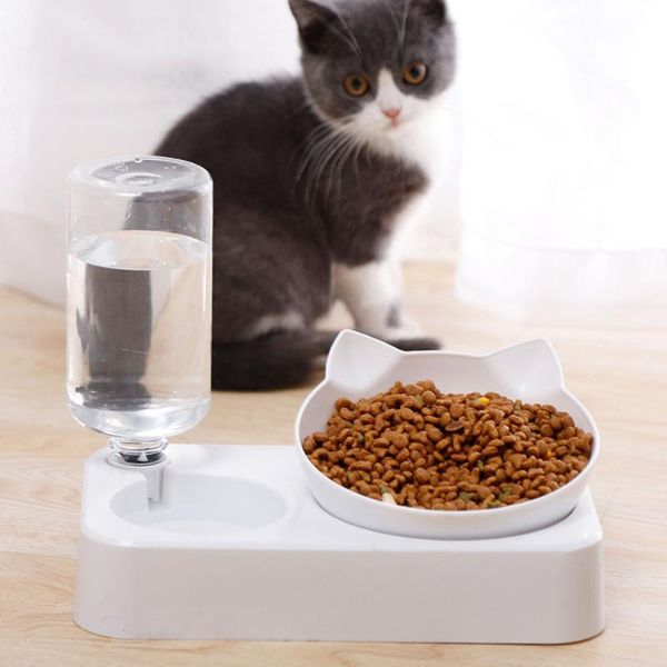 

automatic cat drinking bottle dog feeding bowl with water dispenser double dish bowls pet supplies & feeders