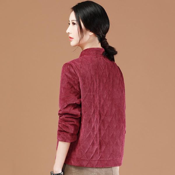 

stand collar corduroy jacket for women in comming spring and autumn lady korean fashion large size m  xl women's jackets, Black;brown