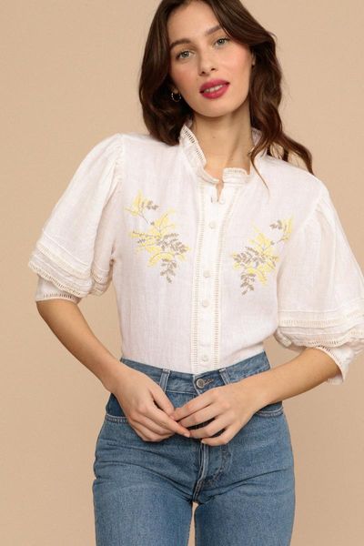 

women's jackets and summer spring 2021 french pastoral style fine floral embroidery bubble sleeve single breasted shirt female 13068, Black;brown