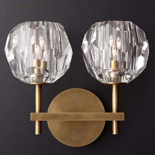 

wall lamp luxury foyer living american light luminaire bracket nordic modern glass crystal gold sconce