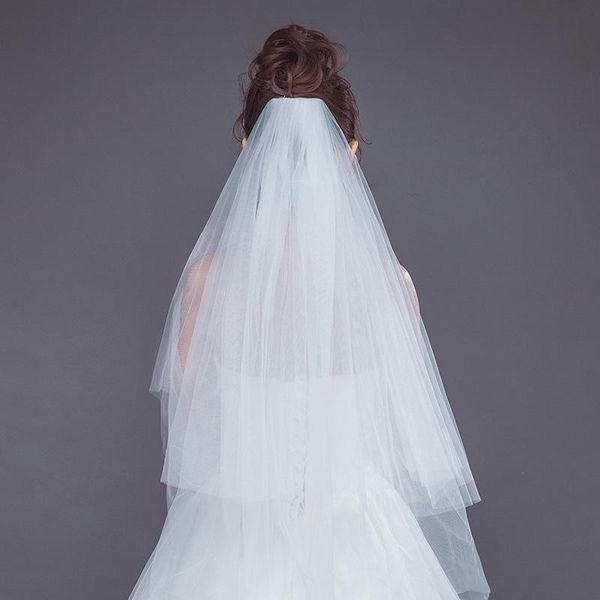 

bridal veils european and american bride veil double layered white tulle wedding accessories voile mariage vestido de noiva comb, Black