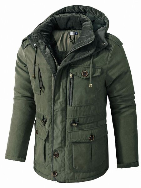 

men teddy lined drawstring hooded winter coat m2vs#, Black;brown